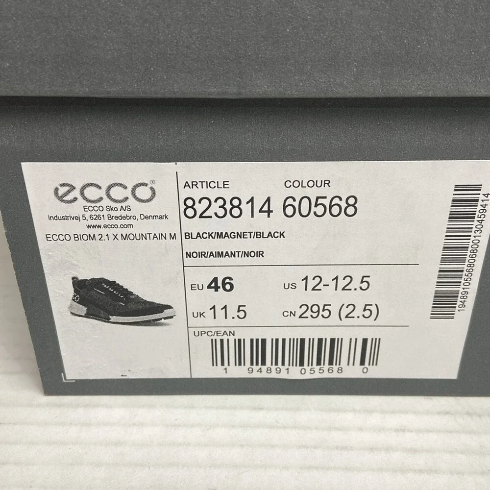 NIB ECCO Biom 2.1 X Mountain Men's Nubuck Waterproof Outdoor Sneaker‎ EU46 Black